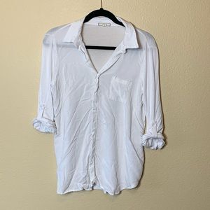 Pleione Long Sleeve White Blouse Size Medium White
